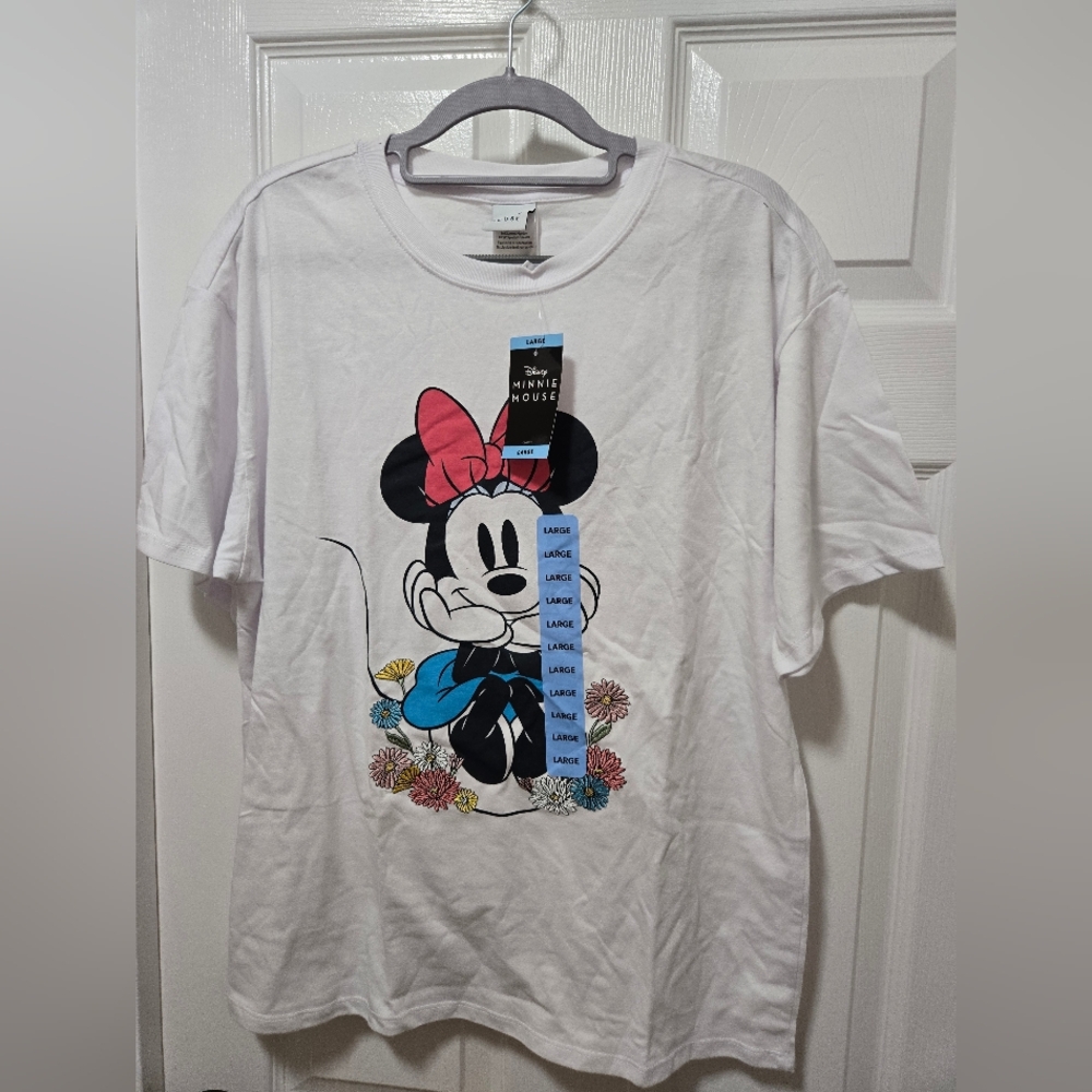 Disney White and Blue Minnie Mouse T-Shirt